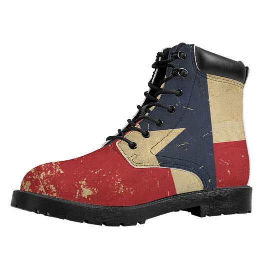 Vintage Texas Flag Print Work Boots
