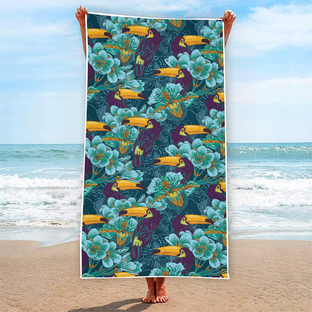 Vintage Toucan Pattern Print Beach Towel