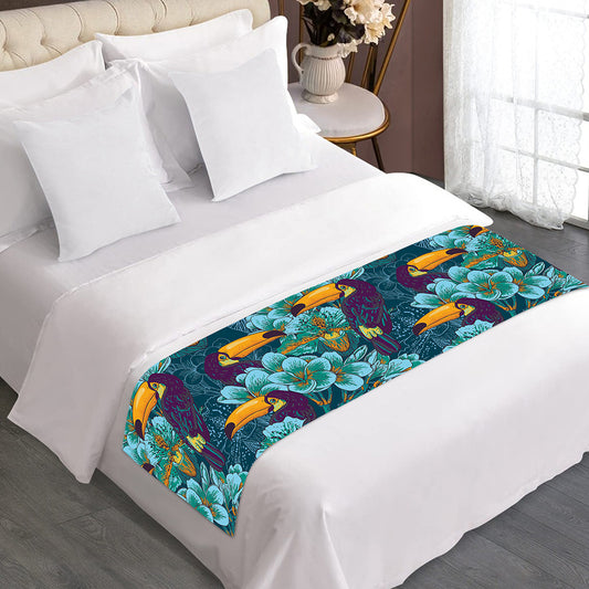 Vintage Toucan Pattern Print Bed Runner