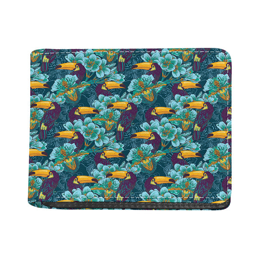 Vintage Toucan Pattern Print Bifold Wallet