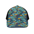 Vintage Toucan Pattern Print Black Mesh Trucker Hat