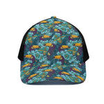 Vintage Toucan Pattern Print Black Mesh Trucker Cap