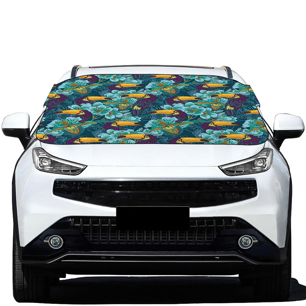 Vintage Toucan Pattern Print Car Windshield Snow Cover