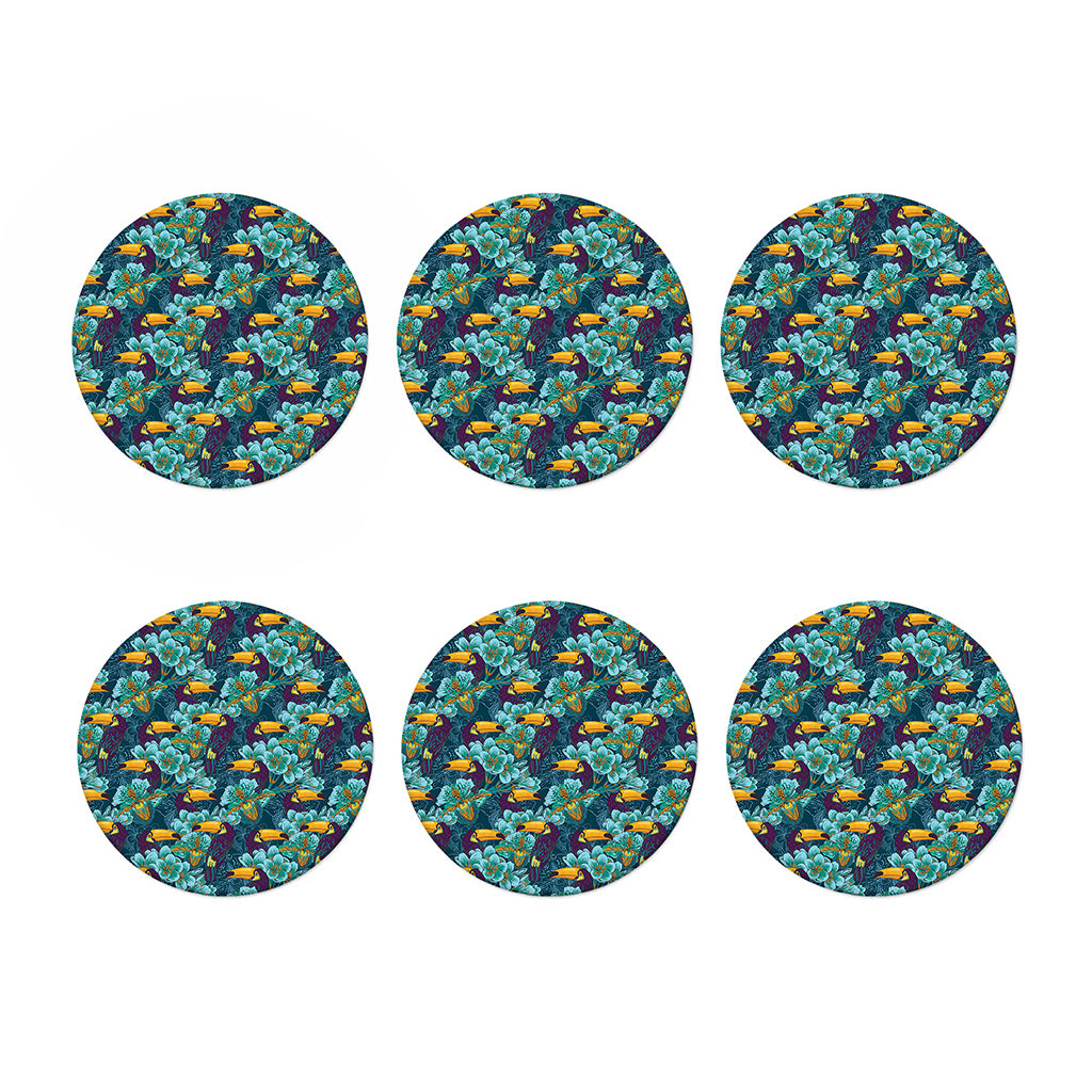 Vintage Toucan Pattern Print Coaster Set