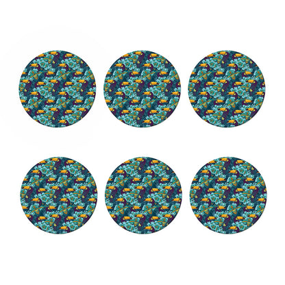 Vintage Toucan Pattern Print Coaster Set