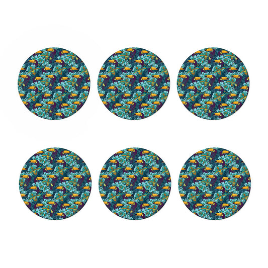 Vintage Toucan Pattern Print Coaster Set