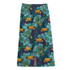 Vintage Toucan Pattern Print Cotton Front Slit Maxi Skirt