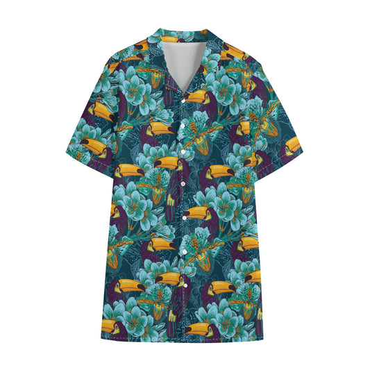Vintage Toucan Pattern Print Cotton Hawaiian Shirt