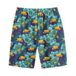 Vintage Toucan Pattern Print Cotton Shorts