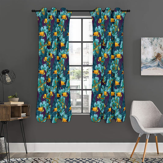 Vintage Toucan Pattern Print Curtain