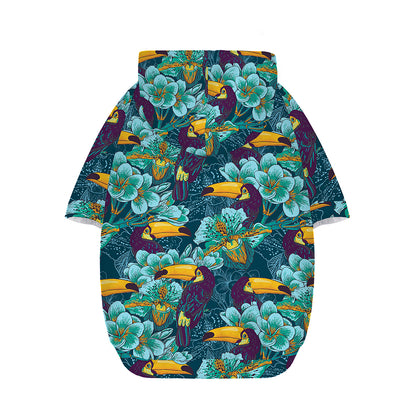 Vintage Toucan Pattern Print Dog Zip Up Hoodie
