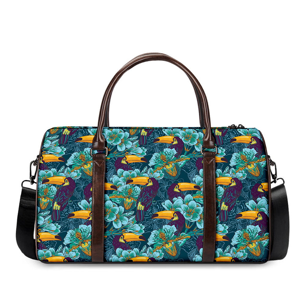 Vintage Toucan Pattern Print Duffle Bag