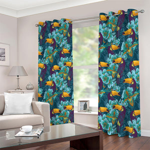 Vintage Toucan Pattern Print Extra Wide Grommet Curtains