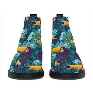 Vintage Toucan Pattern Print Flat Ankle Boots