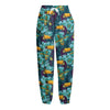 Vintage Toucan Pattern Print Fleece Lined Knit Pants