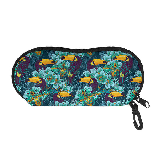 Vintage Toucan Pattern Print Glasses Case