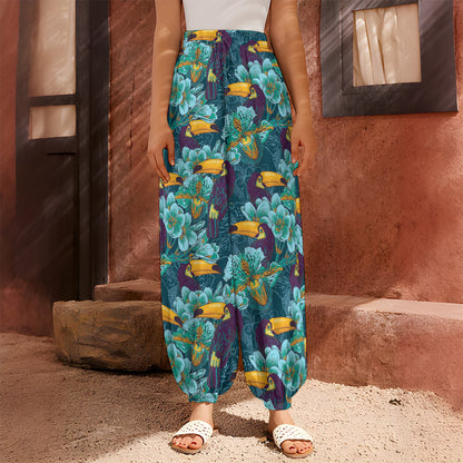 Vintage Toucan Pattern Print Harem Pants