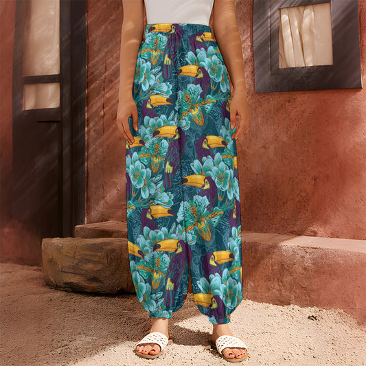 Vintage Toucan Pattern Print Harem Pants