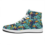 Vintage Toucan Pattern Print High Top Leather Sneakers