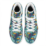 Vintage Toucan Pattern Print High Top Leather Sneakers