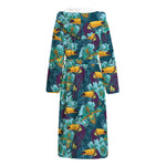 Vintage Toucan Pattern Print Hooded Bathrobe
