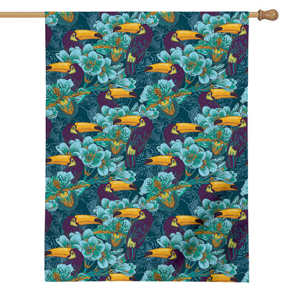 Vintage Toucan Pattern Print House Flag