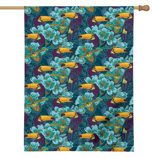 Vintage Toucan Pattern Print House Flag