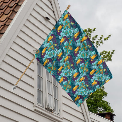 Vintage Toucan Pattern Print House Flag