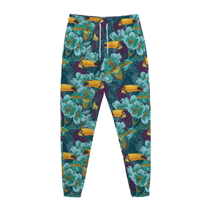 Vintage Toucan Pattern Print Jogger Pants