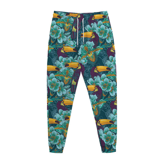 Vintage Toucan Pattern Print Jogger Pants