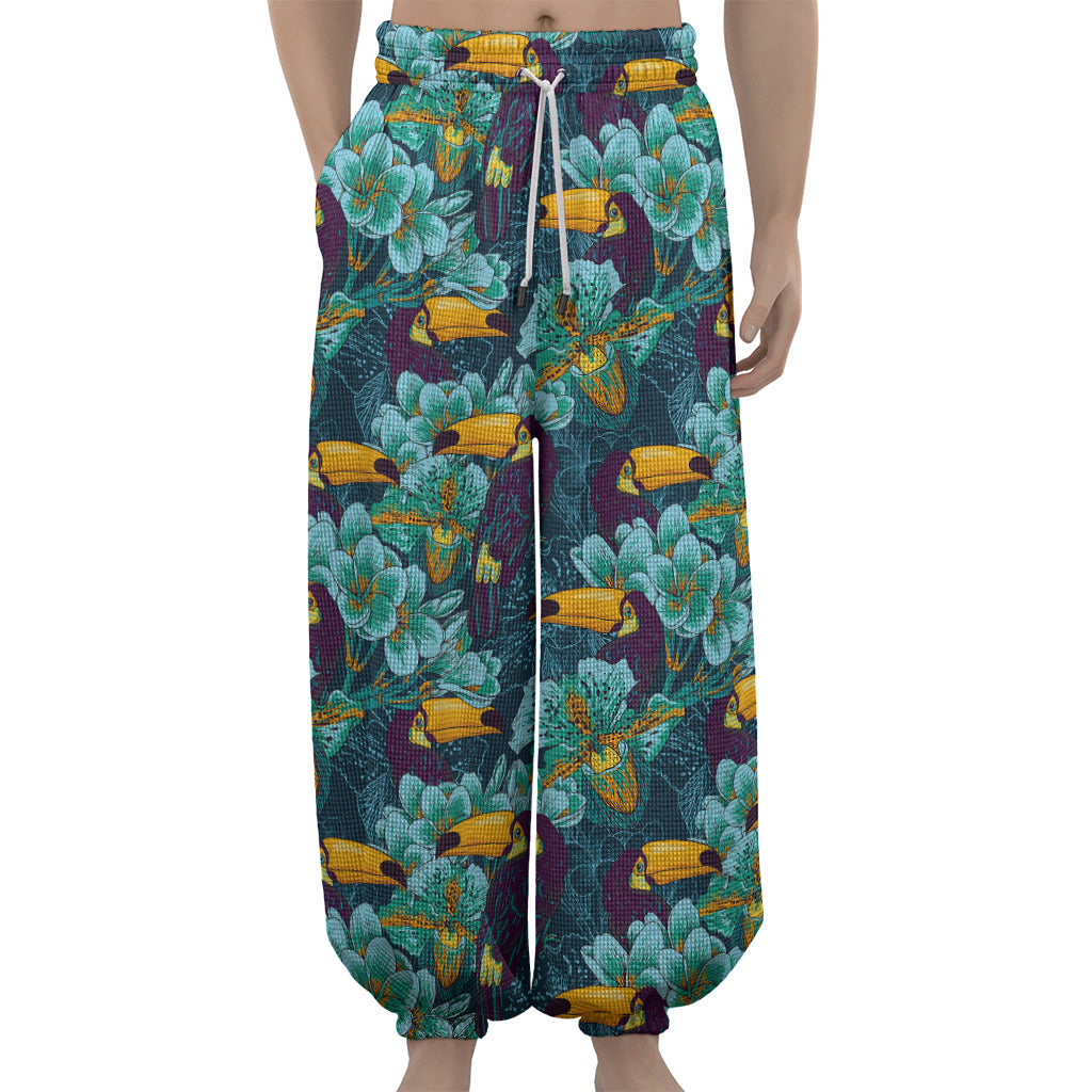 Vintage Toucan Pattern Print Lantern Pants