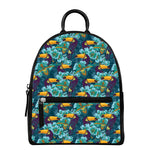 Vintage Toucan Pattern Print Leather Backpack