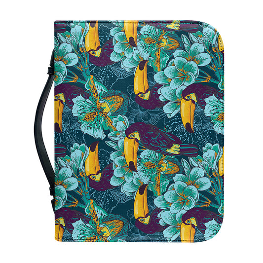 Vintage Toucan Pattern Print Leather Bible Cover