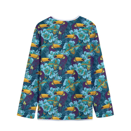 Vintage Toucan Pattern Print Long Sleeve Short Coat