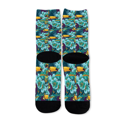 Vintage Toucan Pattern Print Long Socks