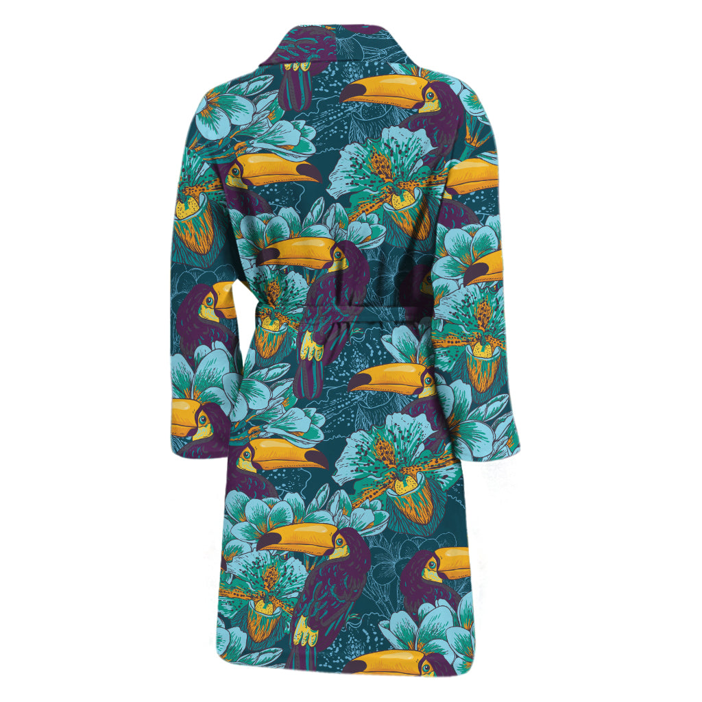 Vintage Toucan Pattern Print Men's Bathrobe