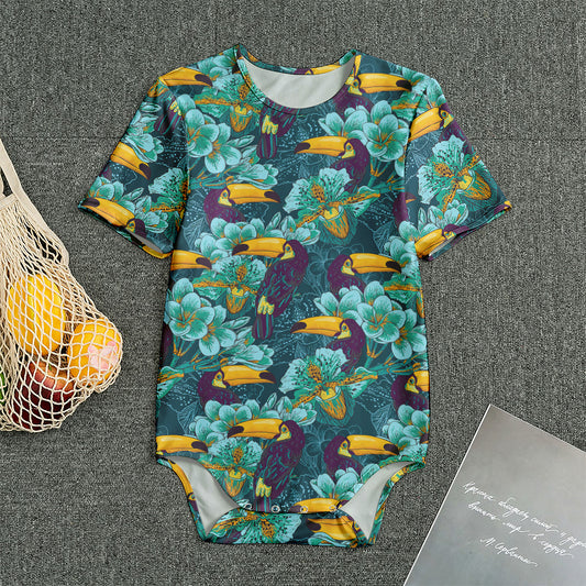 Vintage Toucan Pattern Print Men's Bodysuit