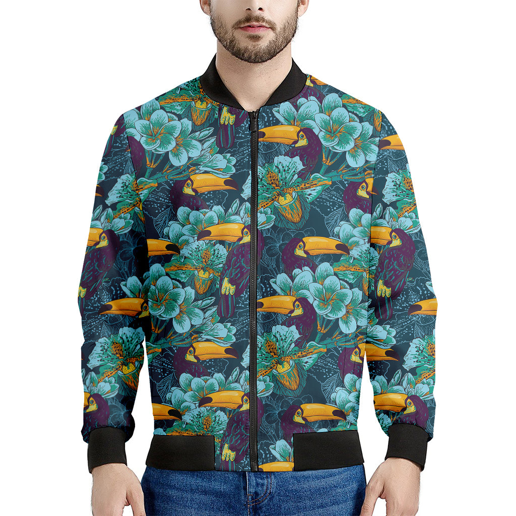 Vintage Toucan Pattern Print Men's Bomber Jacket