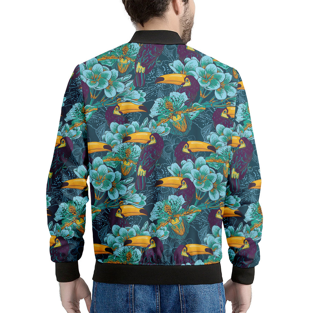 Vintage Toucan Pattern Print Men's Bomber Jacket