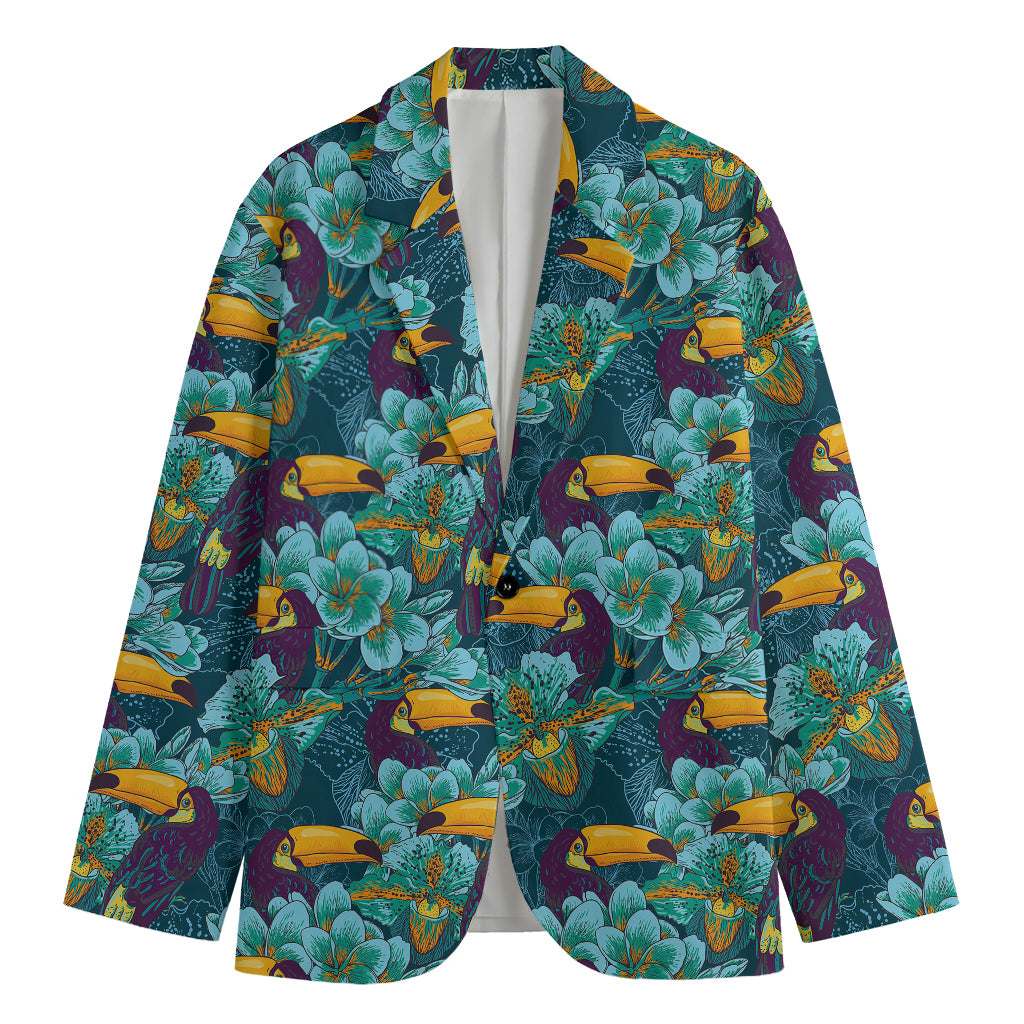 Vintage Toucan Pattern Print Men's Cotton Blazer