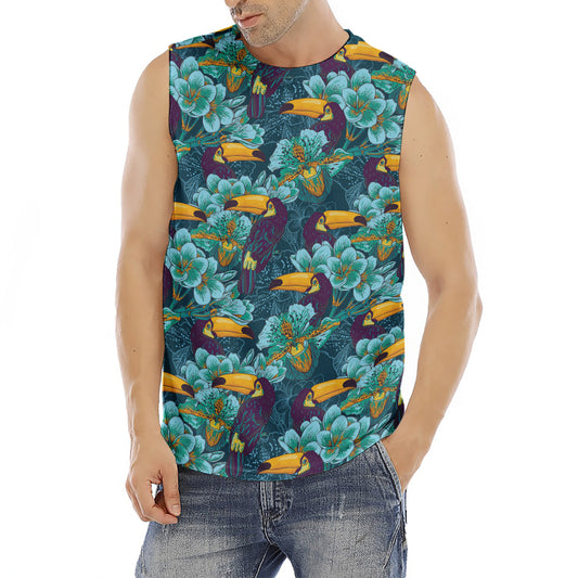 Vintage Toucan Pattern Print Men's Fitness Tank Top