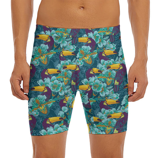 Vintage Toucan Pattern Print Men's Long Boxer Briefs