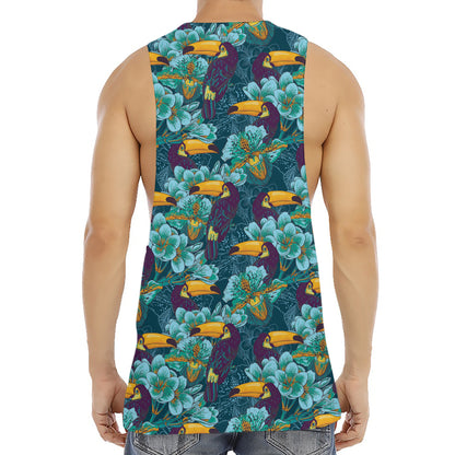 Vintage Toucan Pattern Print Men's Muscle Tank Top