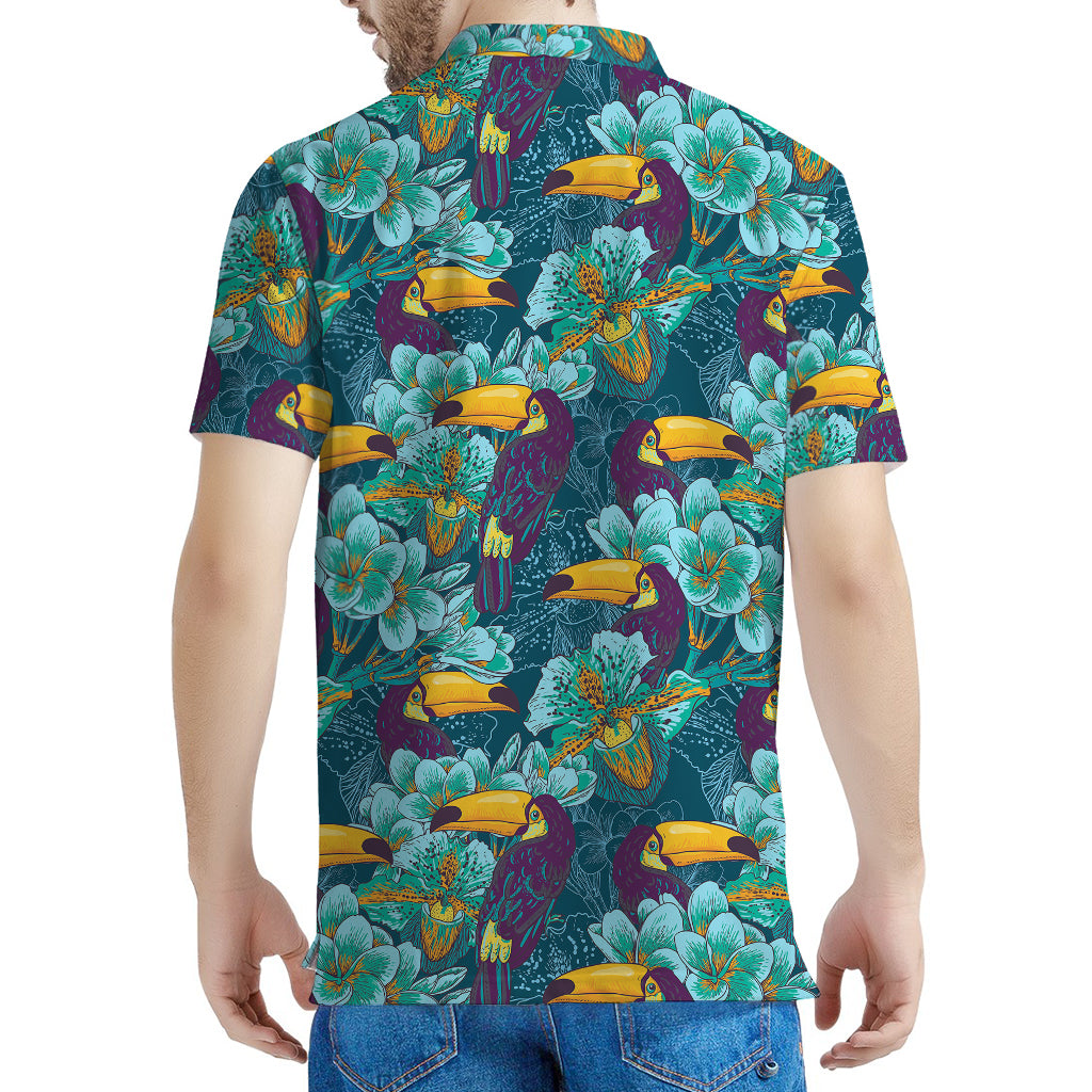 Vintage Toucan Pattern Print Men's Polo Shirt