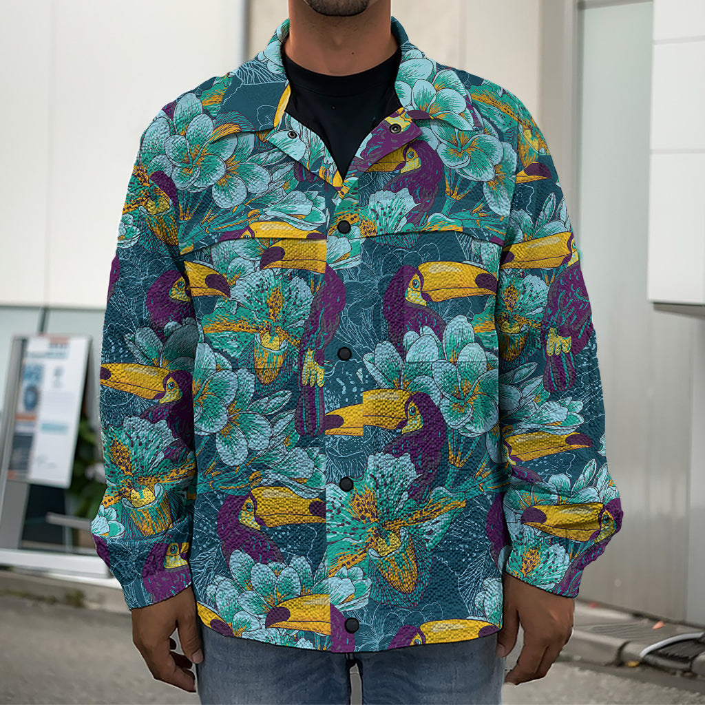 Vintage Toucan Pattern Print Men's Shirt Jacket