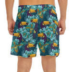 Vintage Toucan Pattern Print Men's Split Running Shorts