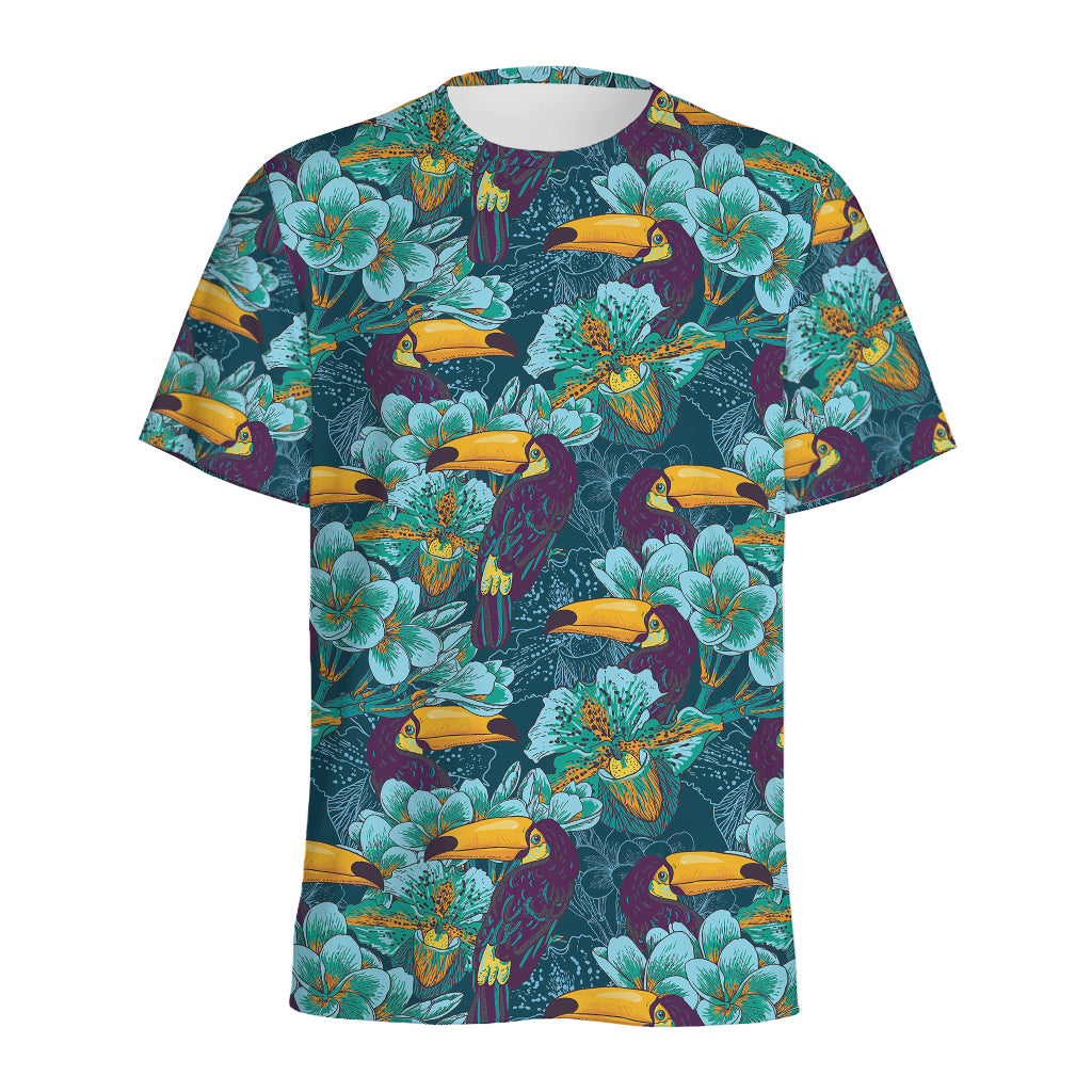 Vintage Toucan Pattern Print Men's Sports T-Shirt