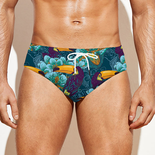Vintage Toucan Pattern Print Men's Swim Briefs