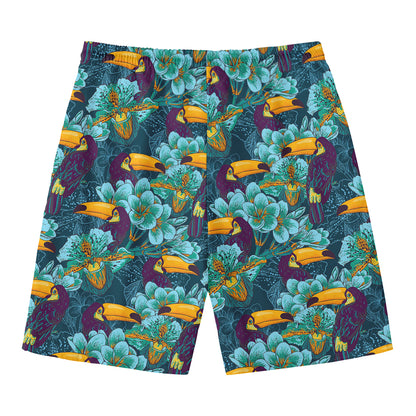 Vintage Toucan Pattern Print Men's Swim Trunks