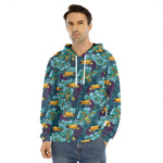 Vintage Toucan Pattern Print Men's Velvet Pullover Hoodie